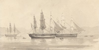 ثلاث سفن مع تزوير شبيه بالباركيه بواسطة Joseph Cartwright