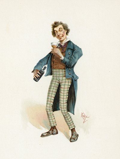 بوب سوير ، رسم توضيحي من "رسومات شخصية من تشارلز ديكنز" ، عام 1890 بواسطة جوزيف كلايتون كلارك