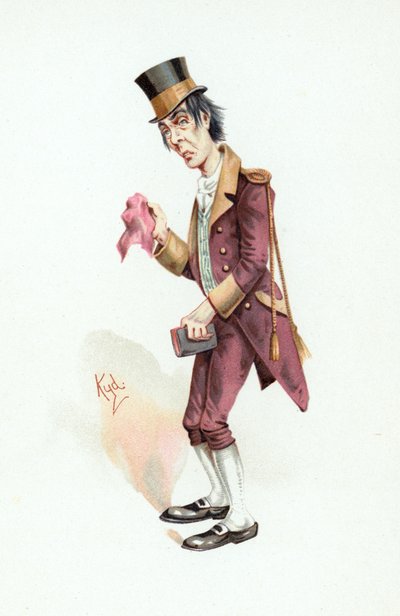 Job Trotter ، توضيح من "اسكتشات شخصية من تشارلز ديكنز" ، c.1890 بواسطة جوزيف كلايتون كلارك