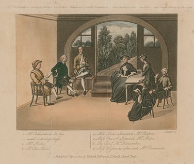 يقرأ السيد ريتشاردسون مخطوطة تشارلز غراندسون عام 1751 بواسطة جوزيف قسطنطين ستادلر