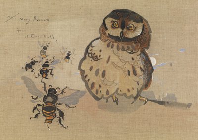 البومة والنحل (الغواش على الكتان) بواسطة جوزيف كوراهول