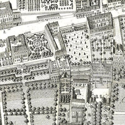 تفاصيل خريطة فيينا تظهر 135 Alsergrund حيث عاش موتسارت وعائلته خلال عام 1788 (حفر ونقش) بواسطة جوزيف دانيال هوبر