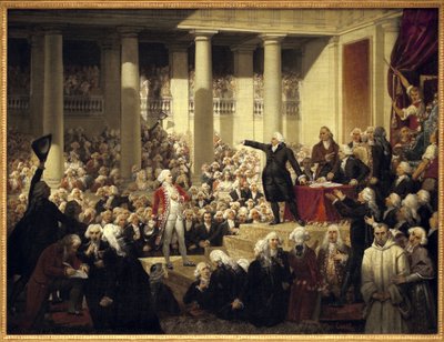 الثورة الفرنسية: Honor Gabriel (Honore-Gabriel) Riqueti ، Count of Mirabeau (1749-1791) قبل Monsieur de Henri Evrard (Henri-Evrard) ، Marquis of Dreux Breze (Dreux-Breze) (1762-1829) في جمعية المندوبين ، 23 يونيو بواسطة جوزيف ديزاير كورت