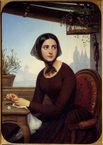 من المضحك البحث عن الترفيه عن نفسها في غياب رسم Germain Illustration لـ "Les mysteres de Paris" لـ Eugene Sue. رسم جوزيف ديزاير كورت (1798-1865) 1844 صن. 1،12x0،8 م روان ، متحف الفنون الجميلة بواسطة جوزيف ديزاير كورت