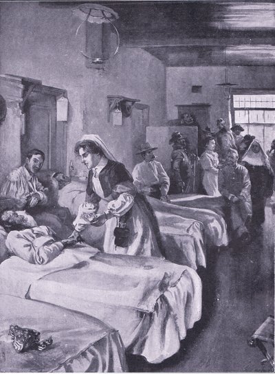 سجناء البوير في مستشفى القصر في سيمونستاون ، توضيح من بعد بريتوريا: حرب العصابات ، 1902 بواسطة جوزيف فينيمور