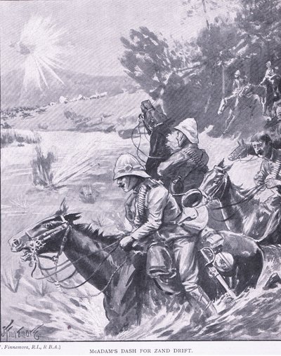 اندفاعة McAdams لـ Zand Drift ، من After Pretoria: The Guerilla War التي نشرتها Harmsworth Bros Limited ، 1901 بواسطة جوزيف فينيمور