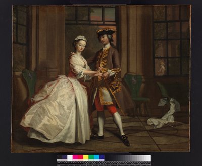 باميلا والسيد ب. في Summerhouse ، من "Pamela: or Virtue Reward" بقلم صامويل ريتشاردسون (1689-1761) نشر 1740 ، c.1744 بواسطة جوزيف هيمور