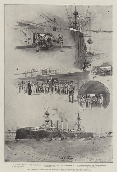 سفينة HMS الرهيبة ، 14220 طنًا ، أكبر طراد في العالم ، تستعد للحرب بواسطة Joseph Holland Tringham