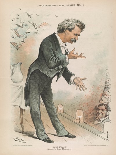 مارك توين ، أفضل كاتب فكاهي في أمريكا ، حوالي عام 1885 (ليثو) بواسطة جوزيف كيبلر