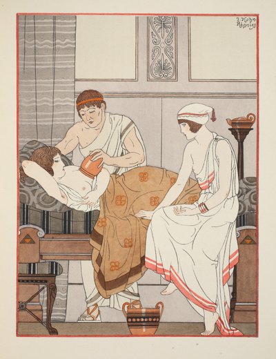 تطبيق الشفط على الثدي ، رسم توضيحي من "أعمال أبقراط" ، 1934 بواسطة جوزيف كون ريجنير