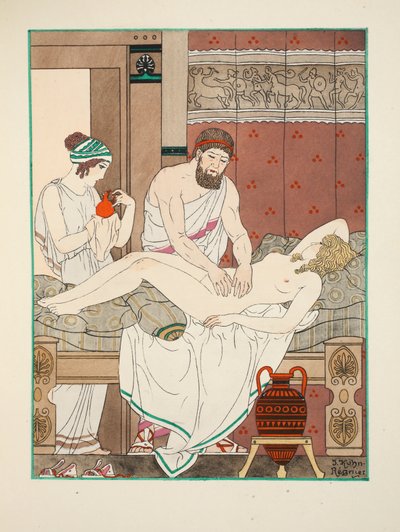 تدليك طبي ، رسم توضيحي من "أعمال أبقراط" ، 1934 بواسطة جوزيف كون ريجنير