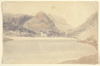 بحيرة وكنيسة Grassmere (ألوان مائية فوق قلم رصاص على ورق) بواسطة جوزيف مالورد وليام (Attr.to) تيرنر