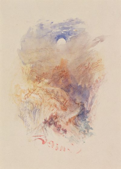 ممر جبلي في ضوء القمر ، حوالي عام 1845 (ألوان مائية على ورق) بواسطة جوزيف مالورد وليام تورنر