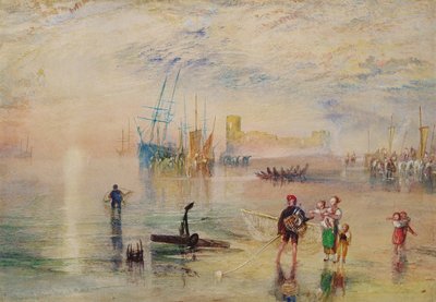 قلعة فلينت، حوالي عام 1834 (لوحة مائية مع خدش على الورق) بواسطة جوزيف مالورد وليام تورنر
