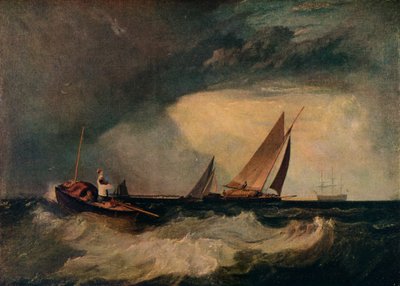 Shoeburyness Fisherman Hailing a Whitstable Hoy ، المعروف أيضًا بالقارب الطيار ، والغطاء الأحمر ، c1809 بواسطة جوزيف مالورد وليام تورنر
