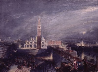 مكان سانت مارك ، البندقية (ضوء القمر) منقوش بواسطة حانة جورج هوليس (1792-1842). 1881 بواسطة جوزيف مالورد وليام تورنر