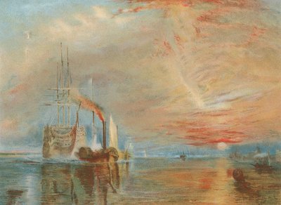 تم جر The Temmerire القديم إلى رصيفها الأخير (chromolitho) بواسطة Joseph Mallord William Turner
