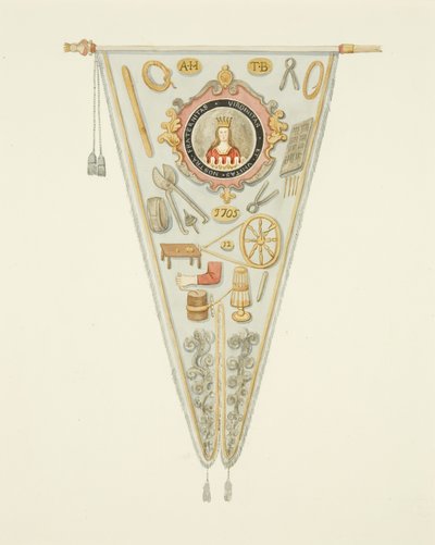 لافتة لشركة بريستول Pin-maker ، حوالي عام 1833 (قلم رصاص وألوان مائية ولون جسم على ورق) بواسطة جوزيف مانينغ