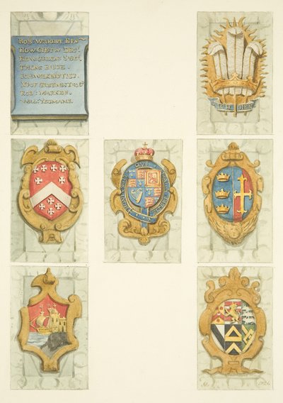 Coats of arms on stone pulpit of Bristol Cathedral (watercolor on paper) بواسطة جوزيف مانينغ