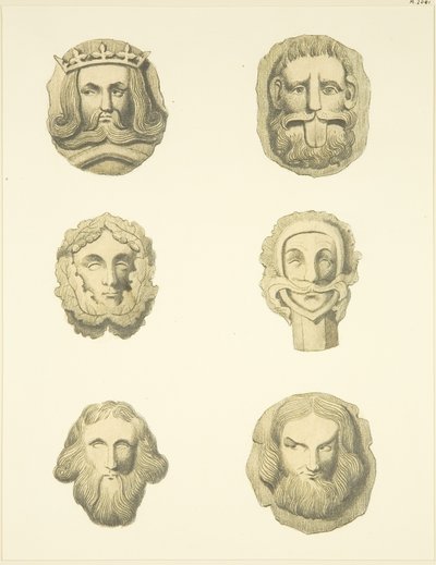 Groin stones (bosses) in ceiling of Redcliffe Church (watercolor on paper) بواسطة جوزيف مانينغ