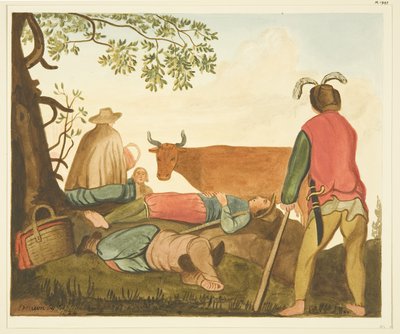 غي ، إيرل وارويك ، وبقرة دون ، نسخ من الرسم الزيتي الأصلي (ألوان مائية على ورق) بواسطة جوزيف مانينغ