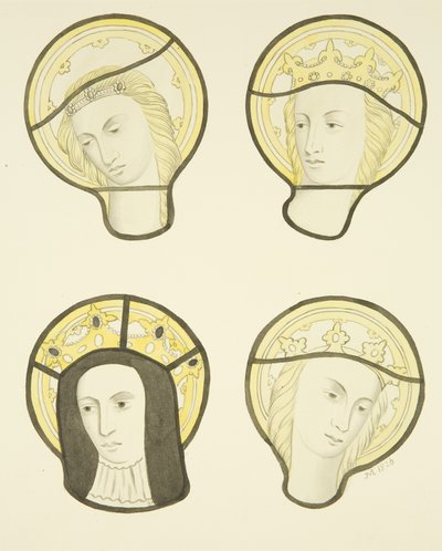 Stained glass in east window, north transept of St Mary Redcliffe (watercolor on paper) بواسطة جوزيف مانينغ