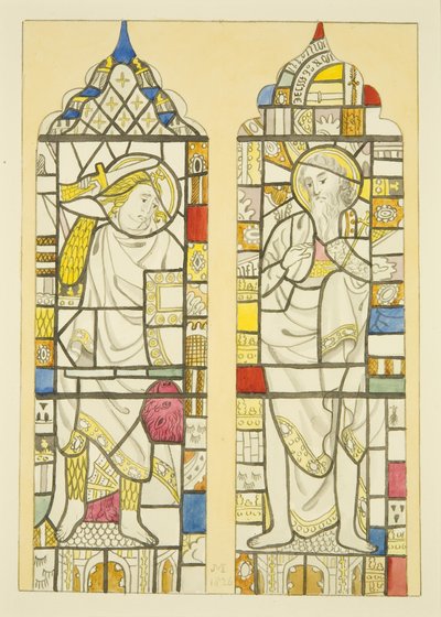 Stained glass in north window, north transept of St Mary Redcliffe (watercolor on paper) بواسطة جوزيف مانينغ