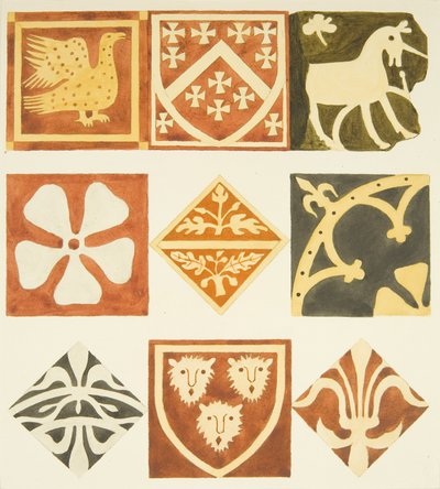 Tiles in vestry room and various parts of Bristol Cathedral floor (watercolor on paper) بواسطة جوزيف مانينغ