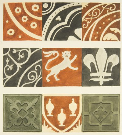 Tiles in vestry room and various parts of Bristol Cathedral floor (watercolor on paper) بواسطة جوزيف مانينغ
