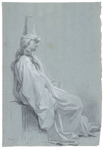 شاب جالس في زي شرقي ، 1748 (طباشير على ورق مسدود) بواسطة جوزيف ماري فين