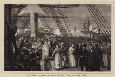 على متن سفينة مهاجرة ، الساعة الأخيرة قبالة Gravesend بواسطة Joseph Nash