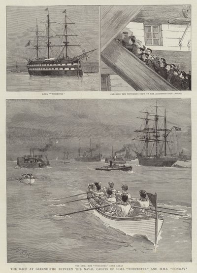 السباق في Greenhithe بين الطلاب العسكريين من HMS Worcester و HMS Conway بواسطة Joseph Nash