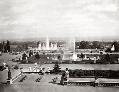 كريستال بالاس في لندن: المدرجات والنوافير ، حوالي عام 1870 (صورة بالأبيض والأسود) بواسطة جوزيف باكستون