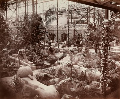 قصر الكريستال في لندن: القسم الاستوائي حوالي 1870 (صورة بالأبيض والأسود) بواسطة جوزيف باكستون