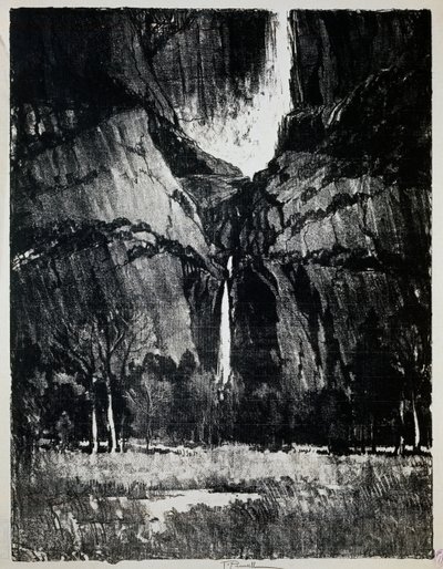 عند سفح الشلال ، رسم لجوزيف بينيل (1857-1926) ، نقش بواسطة جوزيف بينيل