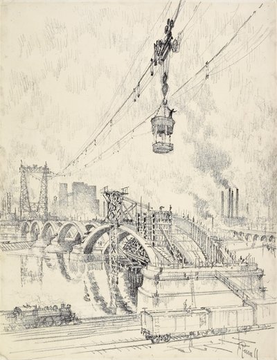 بناء الجسر ، مينيابوليس ، 1915 بواسطة جوزيف بينيل