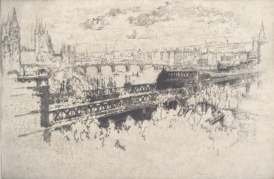 لندن فوق جسر تشارينغ كروس ، 1910. بواسطة جوزيف بينيل