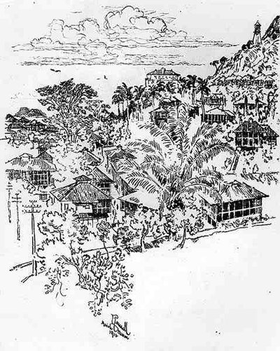 أنكون الرسمي ، اللوحة الرابعة والعشرون من قناة بنما لجوزيف بينيل ، 1912 (فحم على ورق) بواسطة جوزيف بينيل