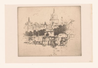 ينظر القديس بولس من النهر سانت بول فوق سلالم المعبد (العنوان على الكائن) بواسطة جوزيف بينيل