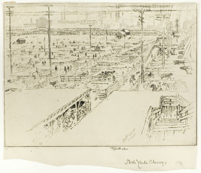 ساحات الأسهم ، شيكاغو بواسطة Joseph Pennell