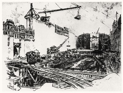 جدران بيدرون ميغيل ، اللوحة XX من قناة بنما لجوزيف بينيل ، 1912 (فحم على ورق) بواسطة جوزيف بينيل