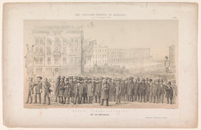 Optocht van كتاب التجارة في هامبورغ Grosse Johannisstrasse / بائعو الكتب (العنوان على الكائن) Optocht in Hamburg tere van Friedrich von Schiller (عنوان السلسلة) مسابقة ملكة جمال شيلر في هامبورغ (عنوان المسلسل على الكائن) بواسطة معهد تشارلز فوكس ليثوغرافيك