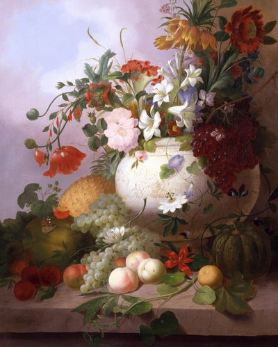 مزهرية زهور صيفية. لوحة لجوزيف رودس (1782-1854) مجموعة خاصة. بواسطة جوزيف رودس