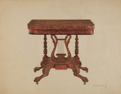 الجدول Lyre Pedestal ، 1936. بواسطة جوزيف روتنبرغ