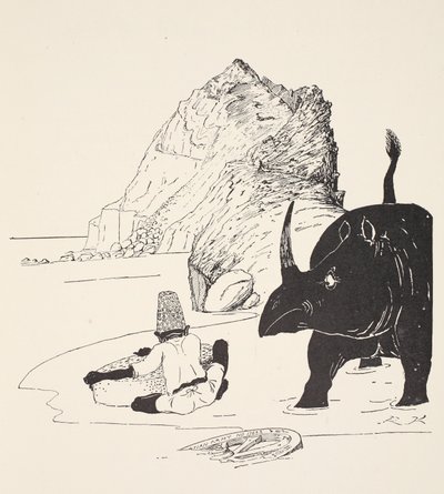 بدأ Parsee بتناول كعكته في جزيرة غير مأهولة ، التوضيح من "Just So Stories for Little Children" بقلم Rudyard Kipling ، الحانة. لندن ، 1951 بواسطة جوزيف روديارد كيبلينج