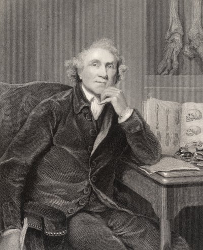 جون هانتر ، نقش بواسطة GH Adcock ، من "National Portrait Gallery ، المجلد الخامس" ، المنشور حوالي عام 1835 (litho) بواسطة جوشوا (بعد) رينولدز