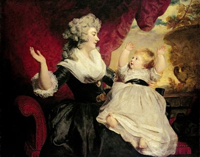 Georgiana, Duchess of Devonshire with her infant daughter Lady Georgiana Cavendish (oil on canvas) بواسطة جوشوا رينولدز
