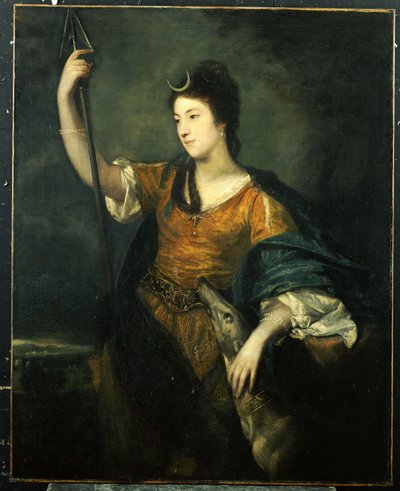 صورة للسيدة آن داوسون ، طولها ثلاثة أرباع ، مثل ديانا ، 1753-54 بواسطة جوشوا رينولدز