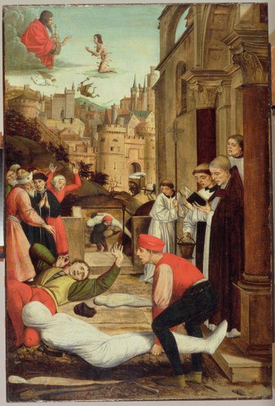 توسط القديس سيباستيان في الطاعون المنكوب ، 1497-99 بواسطة خوسيه ليفرنكس