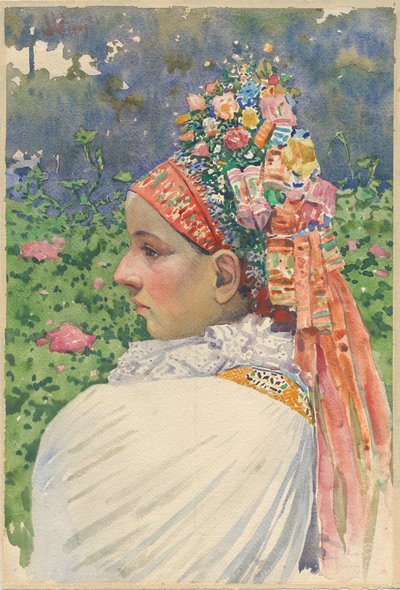 زوجان العروس السلوفاكية أوبركا ، جوزا (1861-1940). زيت على قماش ، مقاس: 54.8 × 37 بواسطة Joža Uprka